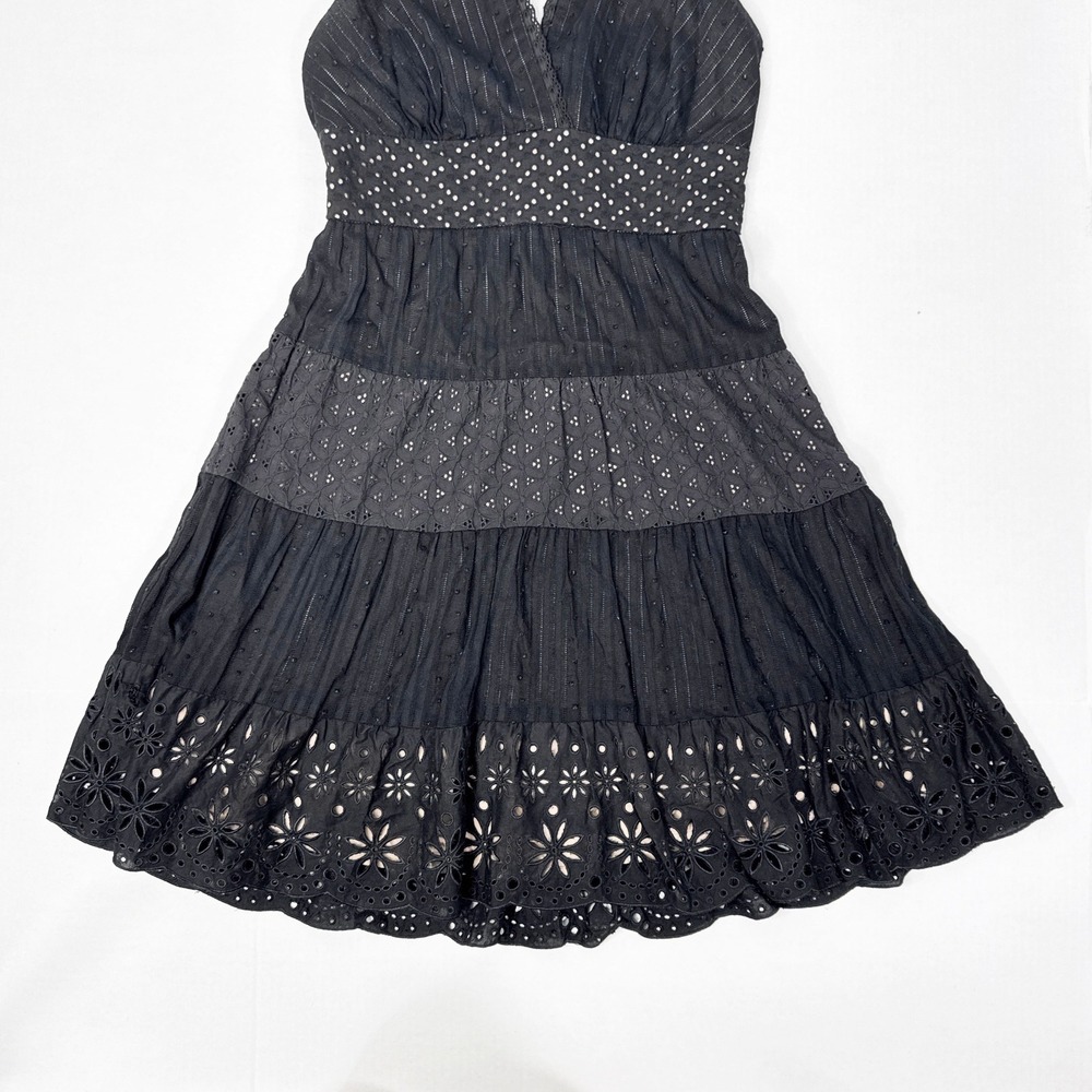 Vintage BCBGMAXAZRIA Y2K Fairy Grunge Halter Dress Size 2 Black Whimsygoth - Picture 6 of 7